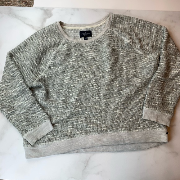 American Eagle Gray White Sweater Gold Shimmer - Picture 2 of 4